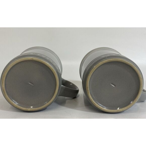 Le Creuset Coffee Tea Mug Gray Ceramic 4” Taupe Interior Set Of (2) - Picture 8 of 8